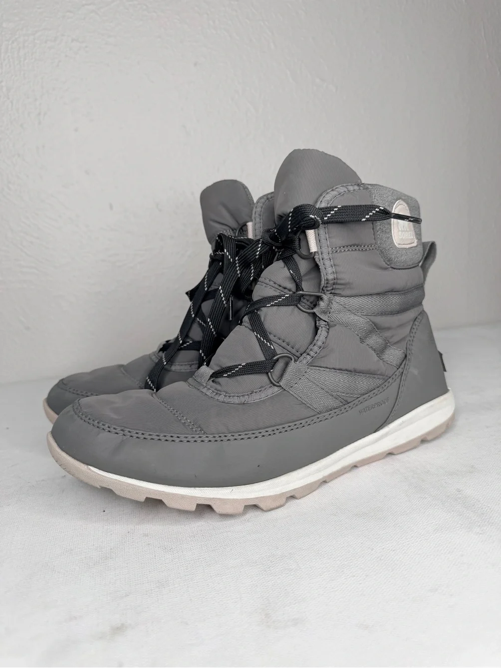 Sorel Whitney gray lace up waterproof boot